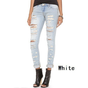 Women's Skinny Hole Ripped Jeans