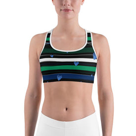 Stripes and Hearts Sports Bra