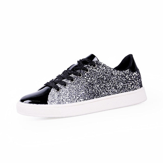 Women Sneakers lace-Up Bling Glitter