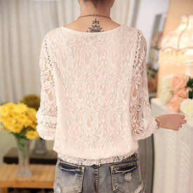 Ladies Long Sleeve Chiffon Lace
