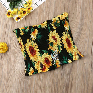 Women Sunflower Bustier Sheer Crop Top