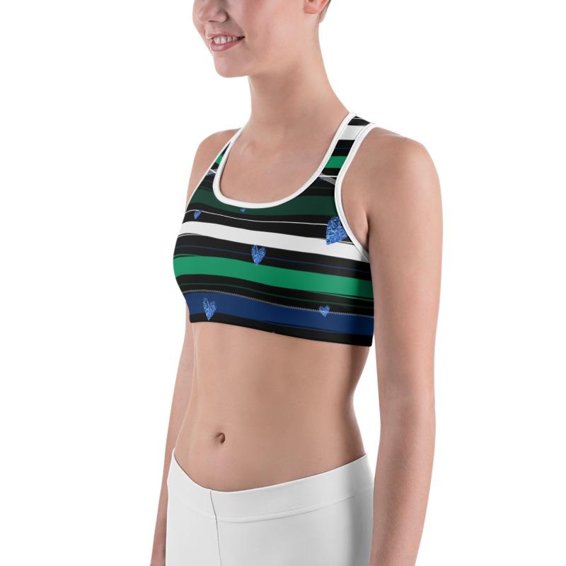 Stripes and Hearts Sports Bra