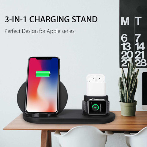 Image of 3 in1 10W Qi Wireless Charger Dock Station (Fast Charging for Apple Watch)