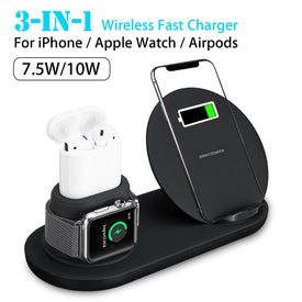 3 in1 10W Qi Wireless Charger Dock Station (Fast Charging for Apple Watch)
