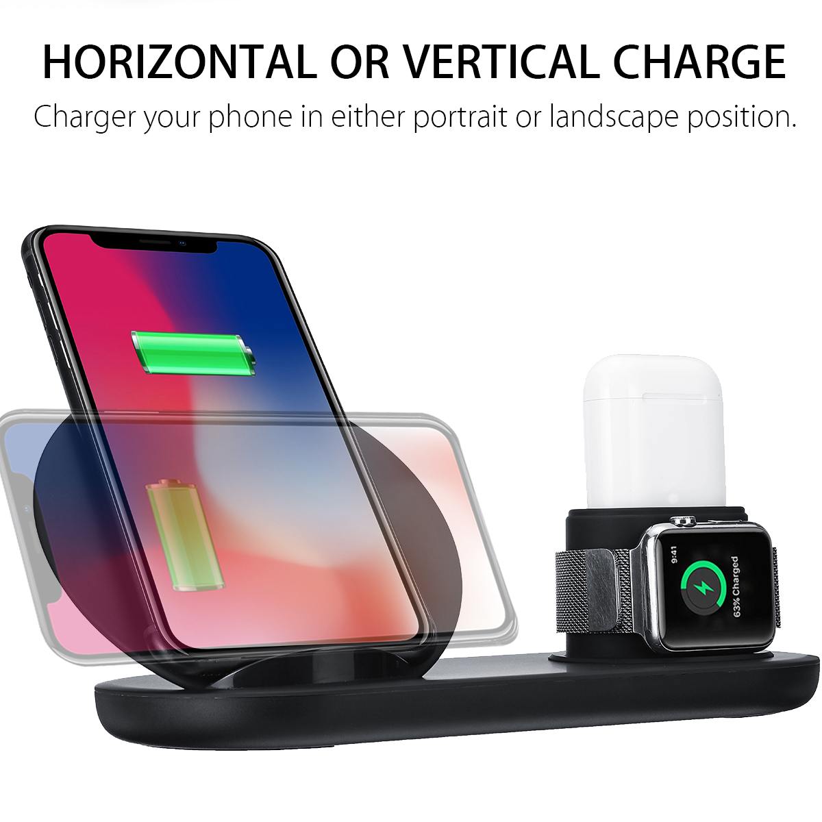 3 in1 10W Qi Wireless Charger Dock Station (Fast Charging for Apple Watch)