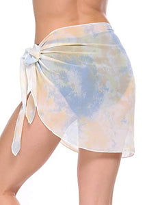 Ekouaer Women Short Sarongs Beach Wrap Sheer Chiffon Bikini Wrap Cover Ups Skirt for Swimwear Small