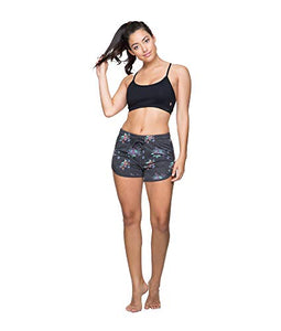 Colosseum Active Women's Simone Cotton Blend Yoga and Running Shorts (Black Floral, X-Small)