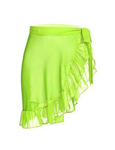 Ekouaer Women Short Sarongs Beach Wrap Sheer Chiffon Bikini Wrap Cover Ups Skirt for Swimwear Small