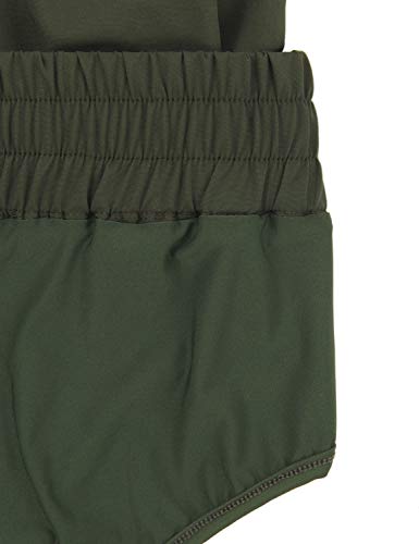 Blooming Jelly Womens Quick-Dry Running Shorts Sport Layer Elastic Waist Active Workout Shorts with Pockets 1.75" (x-Small, Army Green)