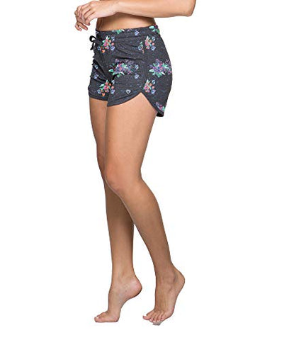 Image of Colosseum Active Women's Simone Cotton Blend Yoga and Running Shorts (Black Floral, X-Small)