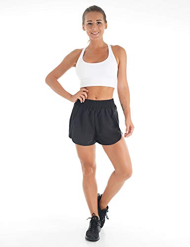 Blooming Jelly Womens Quick-Dry Running Shorts Sport Layer Elastic Waist Active Workout Shorts with Pockets 1.75" (x-Small, Army Green)