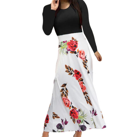 Image of Long Dress Fashion Women Floral Print Boho