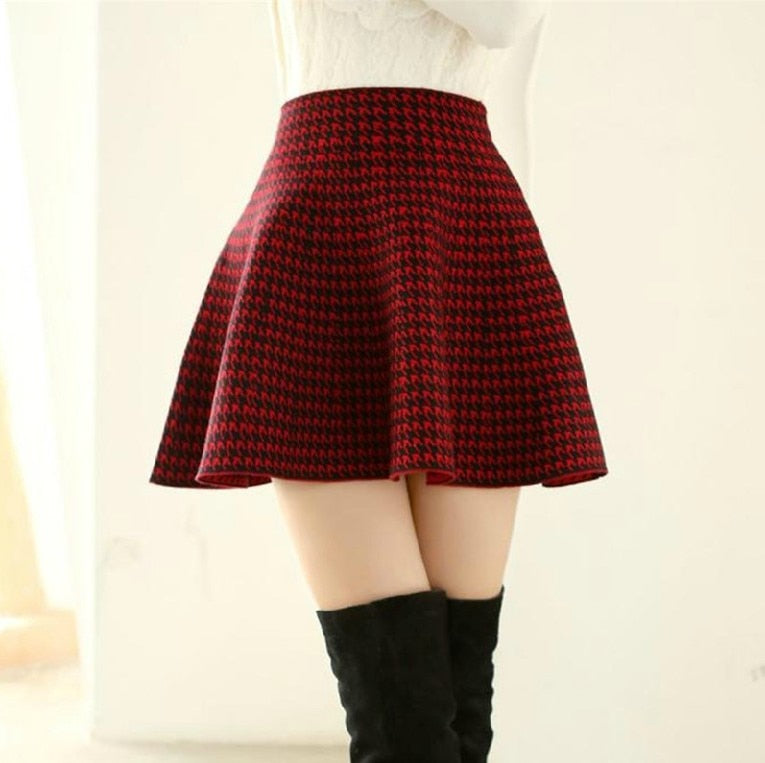 Spring Bubble Beauty All-match Houndstooth Skirt