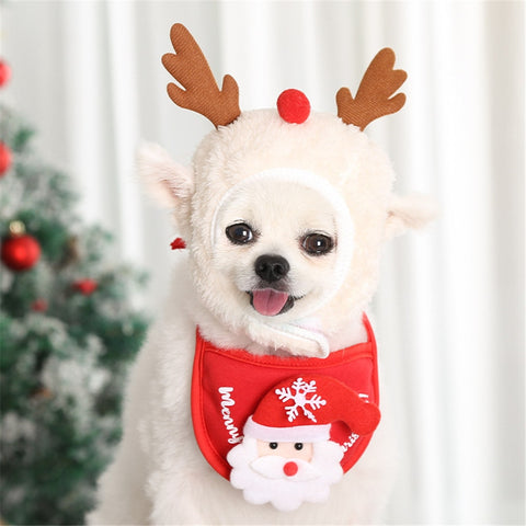 Image of Dog Christmas Bandana Santa Hat