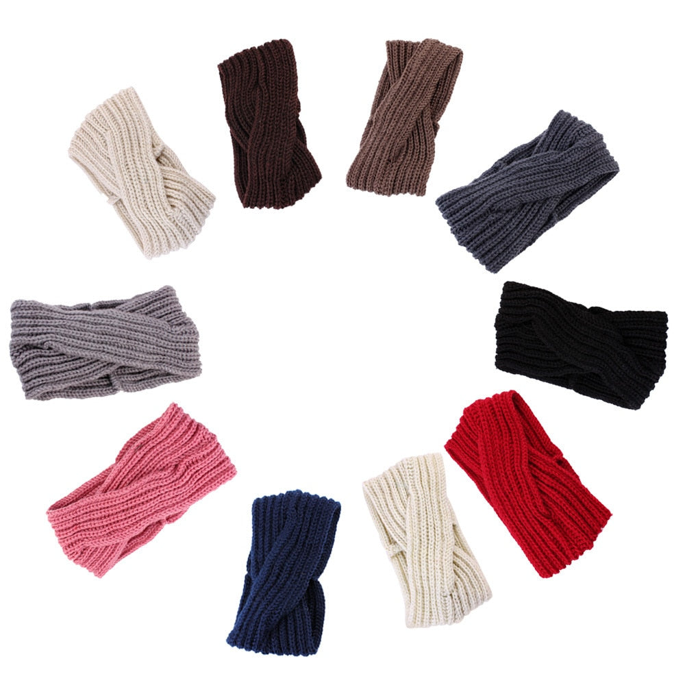 1pc Girl Cross twist warm wool hair band