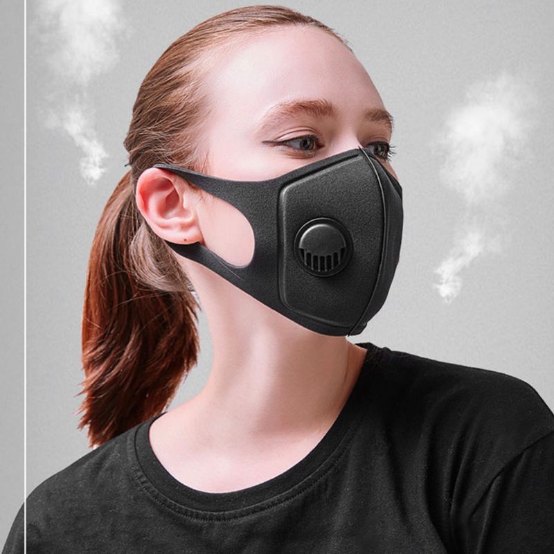 Unisex Sponge Dustproof PM2.5 Pollution Half Face Mouth Mask With Breath Valve