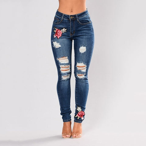 Image of Stretch Embroidered Jeans For Women