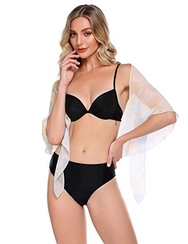 Ekouaer Women Short Sarongs Beach Wrap Sheer Chiffon Bikini Wrap Cover Ups Skirt for Swimwear Small