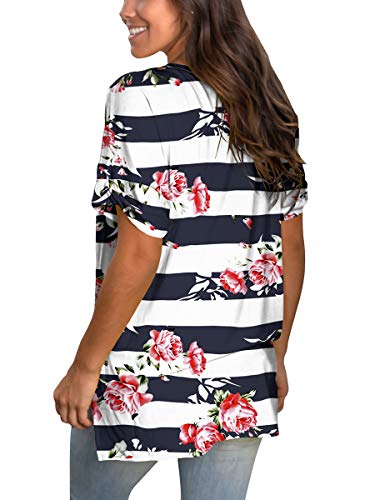 Womens Tshirts Short Sleeves Cute Juniors Tops Beach Printed Tunics Side Split S