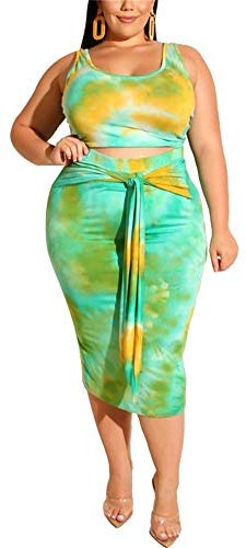 Tiedyed Print Two Piece Outfits Crop Top