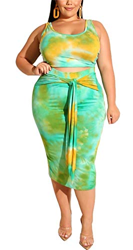 Tiedyed Print Two Piece Outfits Crop Top