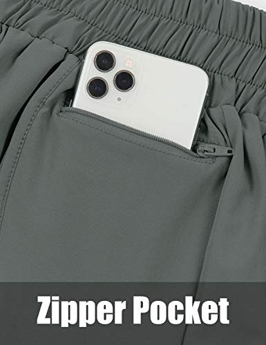 Blooming Jelly Womens Quick-Dry Running Shorts Sport Layer Elastic Waist Active Workout Shorts with Pockets 1.75" (x-Small, Army Green)