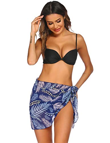 Ekouaer Women Short Sarongs Beach Wrap Sheer Chiffon Bikini Wrap Cover Ups Skirt for Swimwear Small