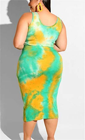 Tiedyed Print Two Piece Outfits Crop Top