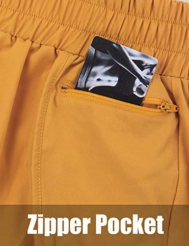 Blooming Jelly Womens Quick-Dry Running Shorts Sport Layer Elastic Waist Active Workout Shorts with Pockets 1.75" (x-Small, Army Green)