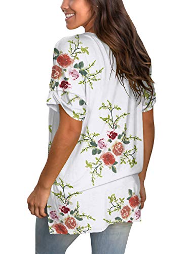 Womens Tshirts Short Sleeves Cute Juniors Tops Beach Printed Tunics Side Split S