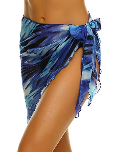 Ekouaer Women Short Sarongs Beach Wrap Sheer Chiffon Bikini Wrap Cover Ups Skirt for Swimwear Small