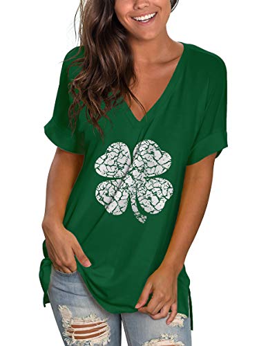 Womens Tshirts Short Sleeves Cute Juniors Tops Beach Printed Tunics Side Split S