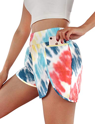 Blooming Jelly Womens Quick-Dry Running Shorts Sport Layer Elastic Waist Active Workout Shorts with Pockets 1.75" (x-Small, Army Green)