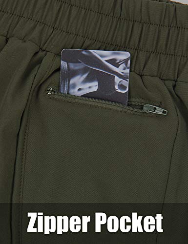 Blooming Jelly Womens Quick-Dry Running Shorts Sport Layer Elastic Waist Active Workout Shorts with Pockets 1.75" (x-Small, Army Green)