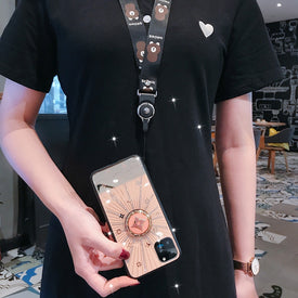 For Apple iphone 11 Case Luxury Diamond With Ring Stand Gold