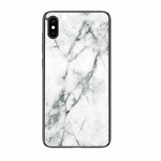 Luxury Marble Phone Case for iPhone X Xs Max Glass PC pigeon Back Cover Silicone Soft