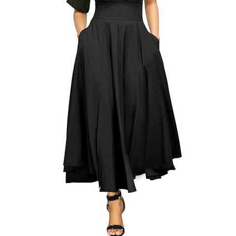 Image of Pleated Belted Maxi Skirt