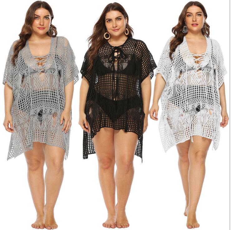 Plus Size Side Slit Crochet Beach Dress