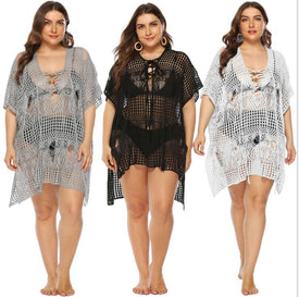 Plus Size Side Slit Crochet Beach Dress