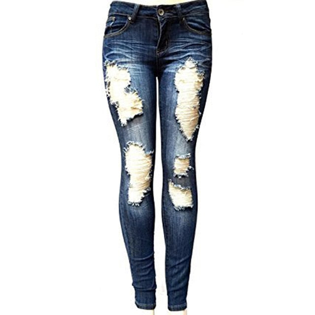 Women's Skinny Hole Ripped Jeans