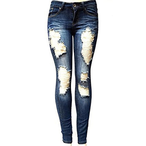 Image of Women's Skinny Hole Ripped Jeans
