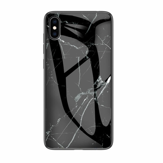Luxury Marble Phone Case for iPhone X Xs Max Glass PC pigeon Back Cover Silicone Soft