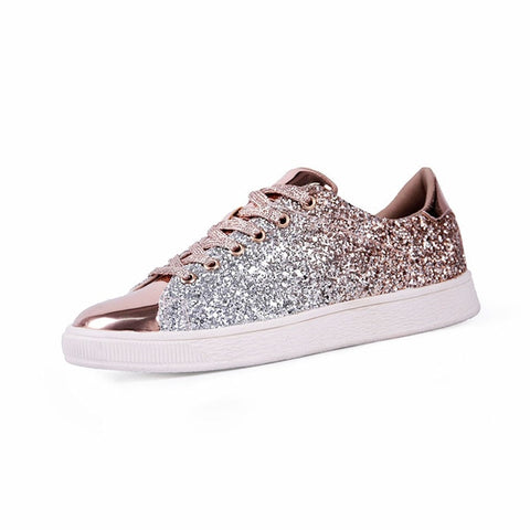 Image of Women Sneakers lace-Up Bling Glitter