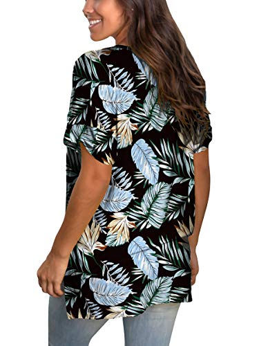 Womens Tshirts Short Sleeves Cute Juniors Tops Beach Printed Tunics Side Split S