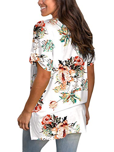 Womens Tshirts Short Sleeves Cute Juniors Tops Beach Printed Tunics Side Split S