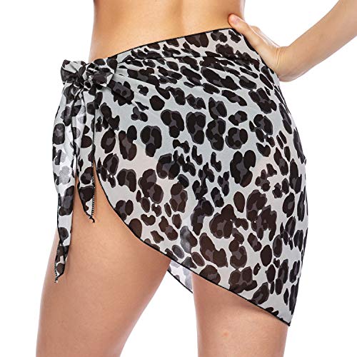 Ekouaer Women Short Sarongs Beach Wrap Sheer Chiffon Bikini Wrap Cover Ups Skirt for Swimwear Small