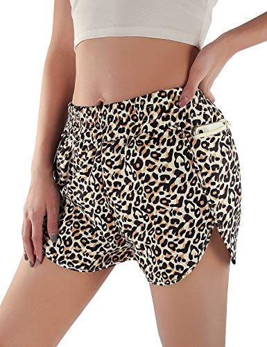 Blooming Jelly Womens Quick-Dry Running Shorts Sport Layer Elastic Waist Active Workout Shorts with Pockets 1.75" (x-Small, Army Green)