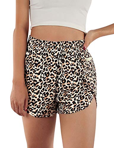 Blooming Jelly Womens Quick-Dry Running Shorts Sport Layer Elastic Waist Active Workout Shorts with Pockets 1.75" (x-Small, Army Green)