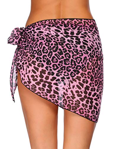 Ekouaer Women Short Sarongs Beach Wrap Sheer Chiffon Bikini Wrap Cover Ups Skirt for Swimwear Small