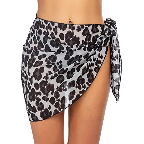 Ekouaer Women Short Sarongs Beach Wrap Sheer Chiffon Bikini Wrap Cover Ups Skirt for Swimwear Small